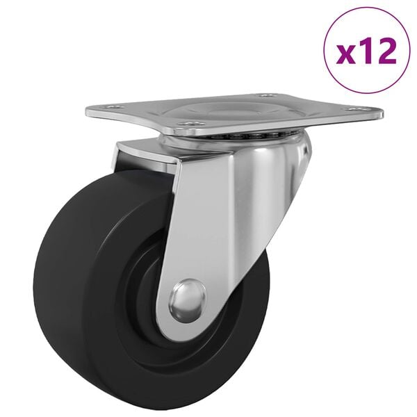 vidaXL Swivel Castor 12 pcs Silver 60 x 60 x 50 mm Iron and nylon