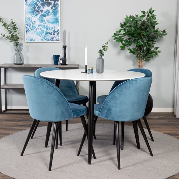 Venture Home Dining Chairs 2 pcs Velvet Velvet Black and Blue