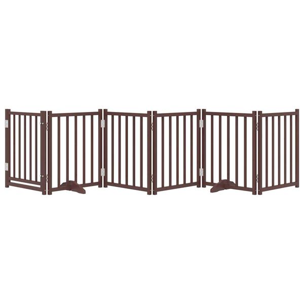 vidaXL Dog Gate with Door Foldable 6 Panels Brown Oak 300 cm Solid Wood Fir