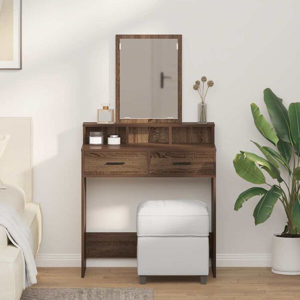 vidaXL Dressing Table Brown Oak 79 x 41 x 140 cm Engineered Wood
