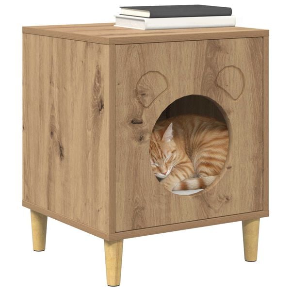 vidaXL Cat House Artisian Oak 42.5 x 40 x 53 cm Engineered Wood