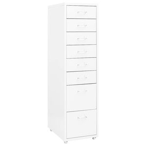 vidaXL Mobile File Cabinet White 28x41x109 cm Metal