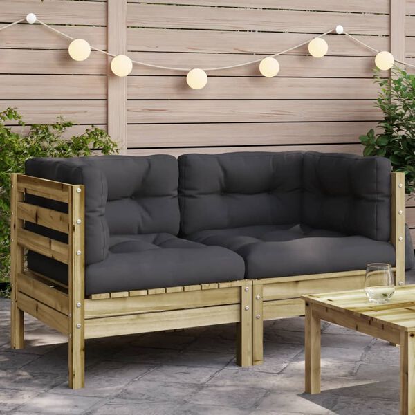 vidaXL Garden Sofa Corner with Cushions 2 pcs Impregnated Wood Pine