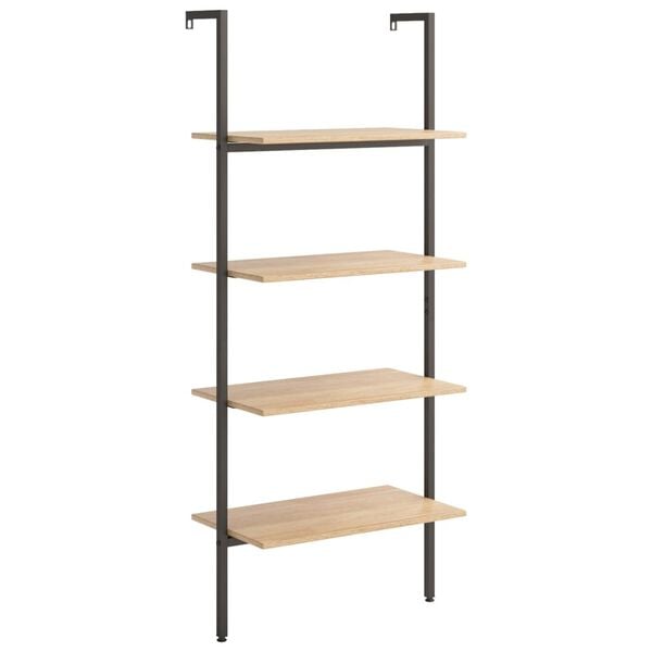 vidaXL 4-Tier Leaning Shelf Light Brown and Black 64x35x152.5 cm