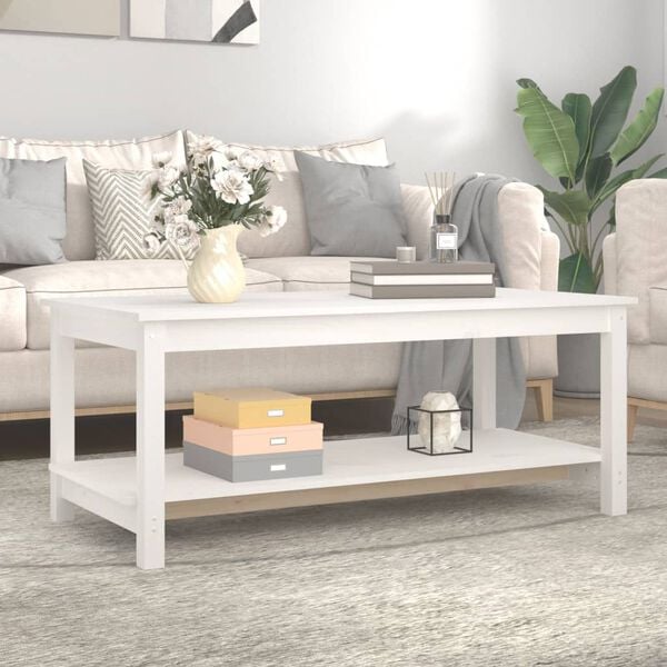 vidaXL Coffee Table White 110x55x45 cm Solid Wood Pine