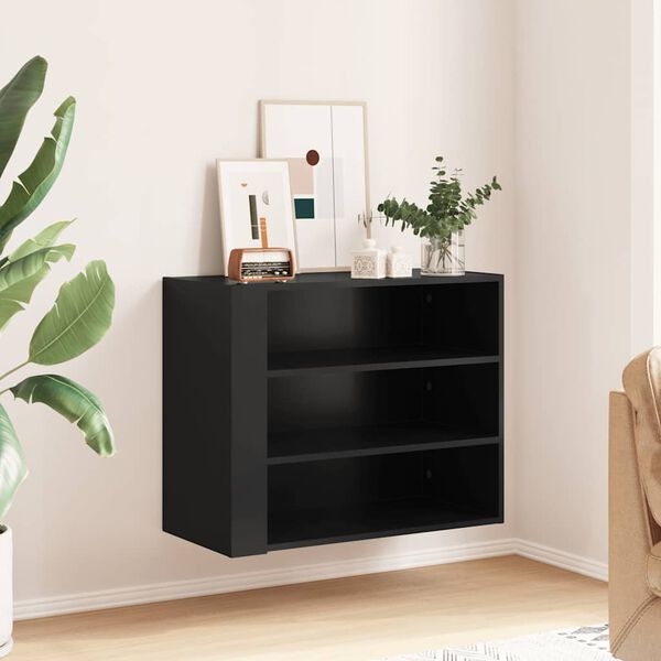 vidaXL Wall Cabinet Black 75x35x60 cm Engineered Wood