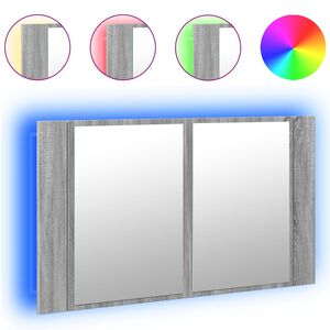 vidaXL LED Bathroom Mirror Cabinet Grey Sonoma 80x12x45 cm Acrylic