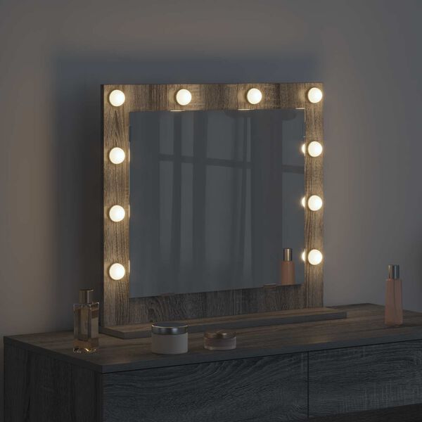vidaXL Vanity Mirror Rectangular Grey Sonoma 60 x 55 x 18 cm