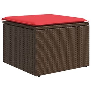 vidaXL Garden Stool with Cushion Brown 55 x 55 x 37 cm Poly Rattan
