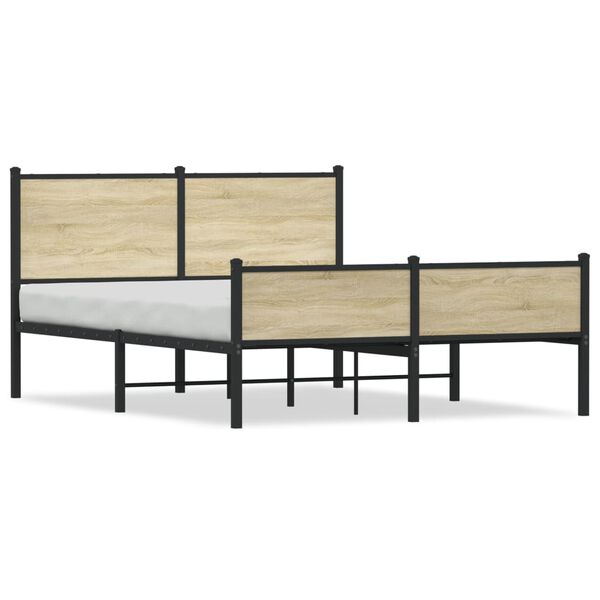 vidaXL Metal Bed Frame without Mattress Sonoma Oak 140x200 cm