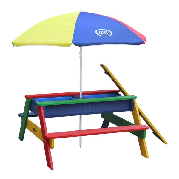 AXI Sand and Water Picnic Table Nick with Umbrella Rainbow