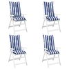 vidaXL Garden Highback Chair Cushions 4 pcs Blue&White Stripe 120x50x7 cm Fabric