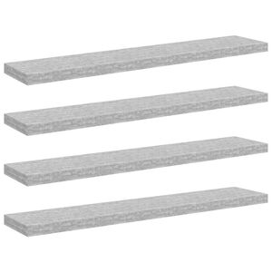 vidaXL Floating Wall Shelves 4 pcs Concrete Grey 120x23.5x3.8 cm MDF