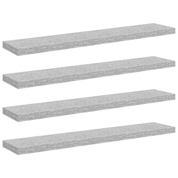 vidaXL Floating Wall Shelves 4 pcs Concrete Grey 120x23.5x3.8 cm MDF