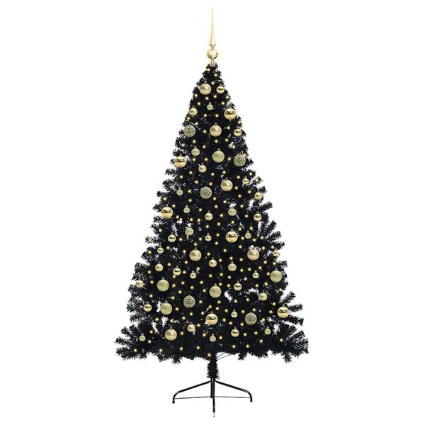 vidaXL Artificial Pre-lit Christmas Tree Black 180 cm PVC