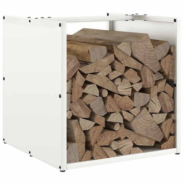 vidaXL Firewood Rack White 40x40x40 cm Cold-rolled steel