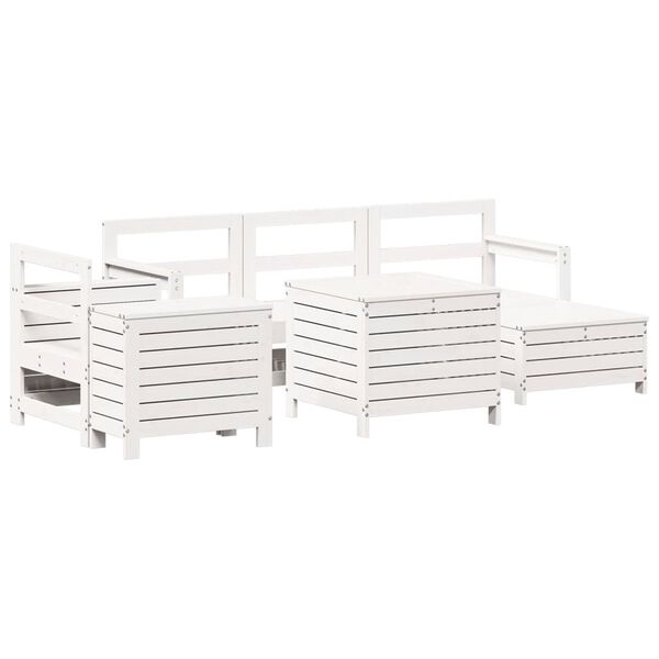 vidaXL 7 Piece Garden Sofa Set White Solid Wood Pine