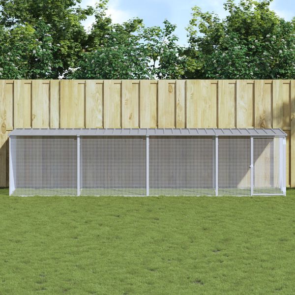 vidaXL Chicken Cage with Roof Light Grey 403x98x90 cm Galvanised Steel