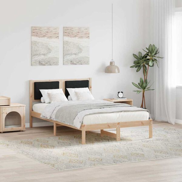 vidaXL Bed Frame with Headboard Black 120 x 200 cm Solid Pine Wood