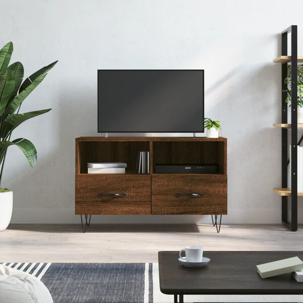 vidaXL TV Cabinet Brown Oak 80x36x50 cm Engineered Wood