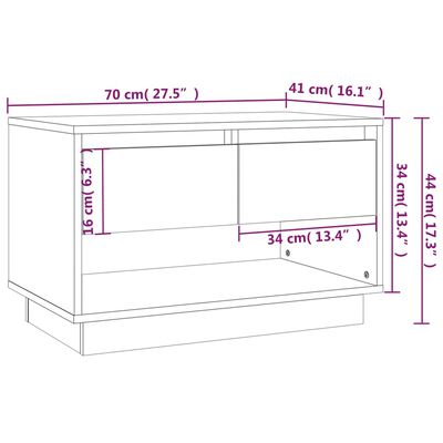 vidaXL TV Cabinet White 70x41x44 cm Engineered Wood