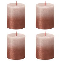 Bolsius Rustic Pillar Candles Sunset 4 pcs 80x68 mm Misty Pink and Amber