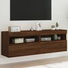 vidaXL TV Wall Cabinets with LED Lights 2 pcs Brown Oak 60x30x40 cm