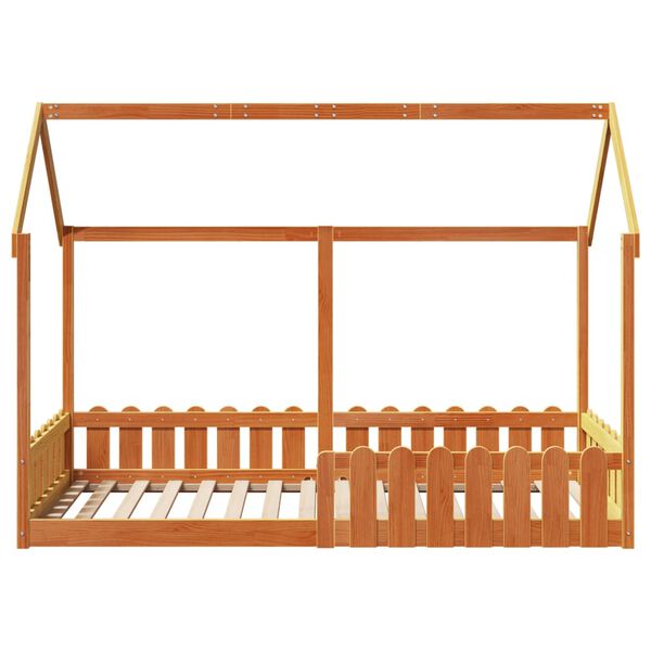 vidaXL Kids' House Bed Frame without Mattress Wax Brown 90x200 cm