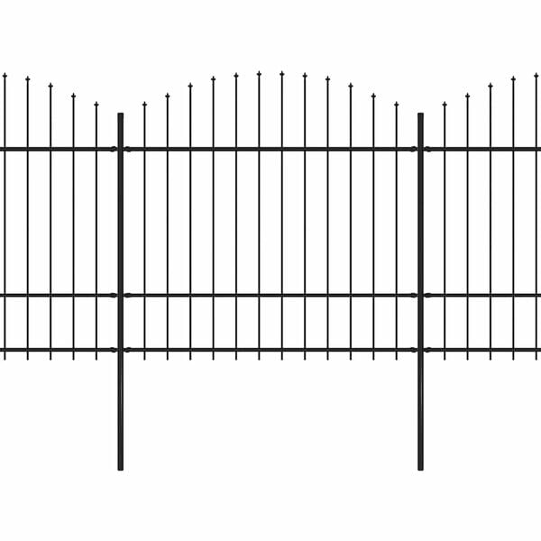 vidaXL Garden Fence with Spear Top Steel 714.5x175 cm Black