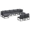 vidaXL Garden Sofa Set with Cushion 9 pcs Black Aluminium