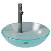 vidaXL Bathroom Sink with Tap and Push Drain Frosted Tempered Glass