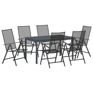 vidaXL Garden Dining Set 7 pcs Anthracite Powder-coated Steel