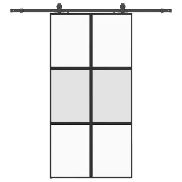 vidaXL Sliding Door with Hardware Set Black 102.5x205 cm Tempered Glass