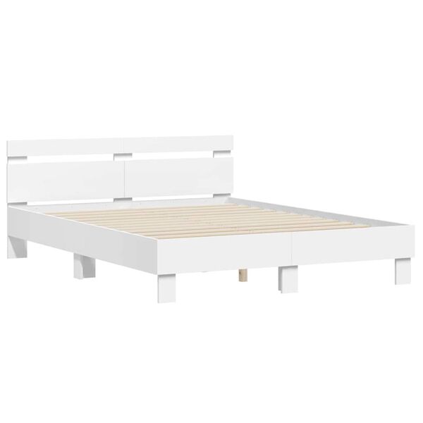 vidaXL Bed Frame with LED White 152 x 203 cm Engineered Wood