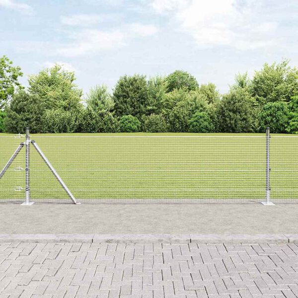 vidaXL Fence Post Silver 50 x 0.4 m (19 x 19 mm mesh) Steel