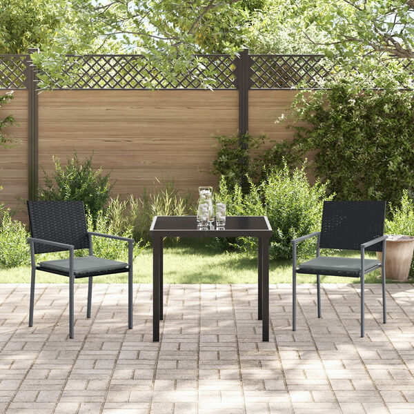 vidaXL Garden Dining Set 3 pcs Black Poly rattan