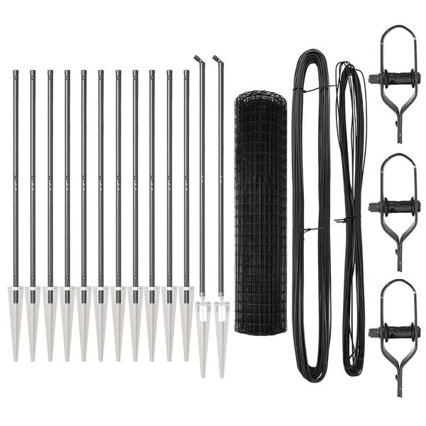 vidaXL Fence with Post Grey 1.2 x 25 m Steel and PVC