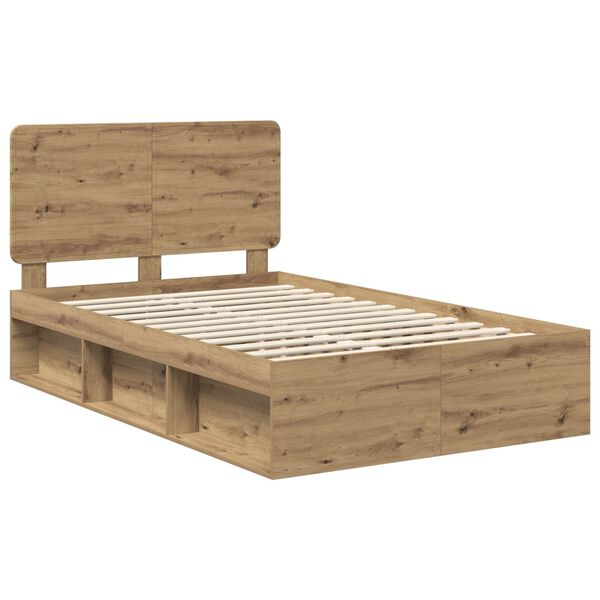 vidaXL Bed Frame Artisian Oak 120 x 200 cm Solid Pine Wood