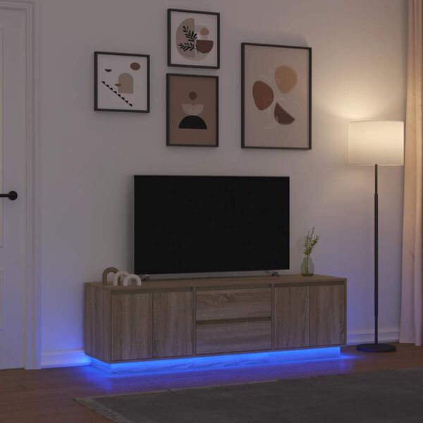 vidaXL TV Cabinet with LED Lights Sonoma Oak 160.5x41x50 cm