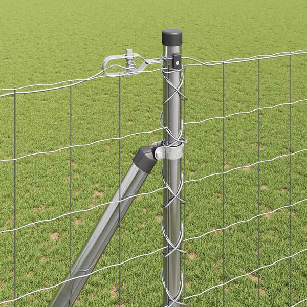 vidaXL Fence with Post Silver 1.5 x 10 m Steel