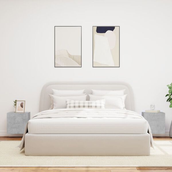 vidaXL TV Wall Cabinets with LED Lights 2 pcs Concrete Grey 40.5x35x40 cm