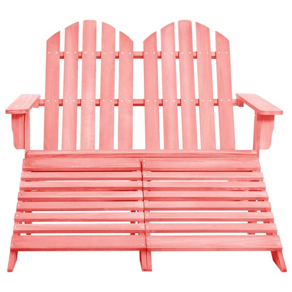 vidaXL 2-Seater Garden Adirondack Chair&Ottoman Fir Wood Pink
