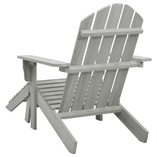 vidaXL Garden Chair with Ottoman Wood Grey