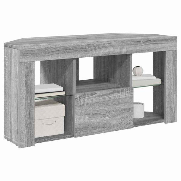 vidaXL Corner LED TV Cabinet Wall-mounted Grey Sonoma 106 x 40 x 50 cm
