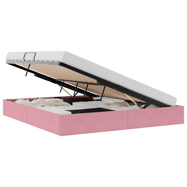 vidaXL Storage Bed with Mattress with Storage Pink 160 x 200 cm Velvet
