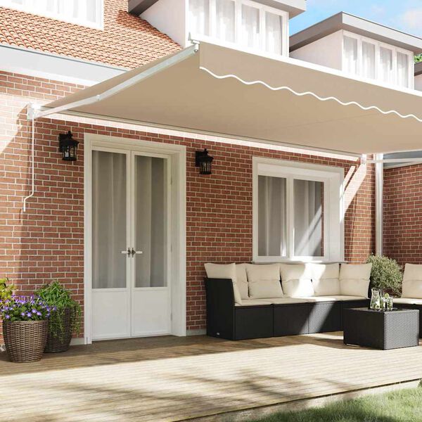 vidaXL Awning Manual Beige 500 x 300 x 165 cm Polyester and Metal