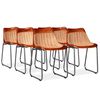 vidaXL Dining Chairs 6 pcs Brown and Beige Real Leather and Canvas