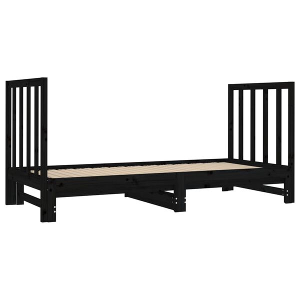 vidaXL Pull-out Day Bed without Mattress Black 2x(90x190) cm