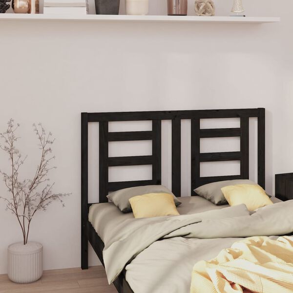vidaXL Bed Headboard Black 126x4x100 cm Solid Wood Pine