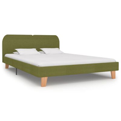 vidaXL Bed Frame Green Fabric 150x200 cm King Size